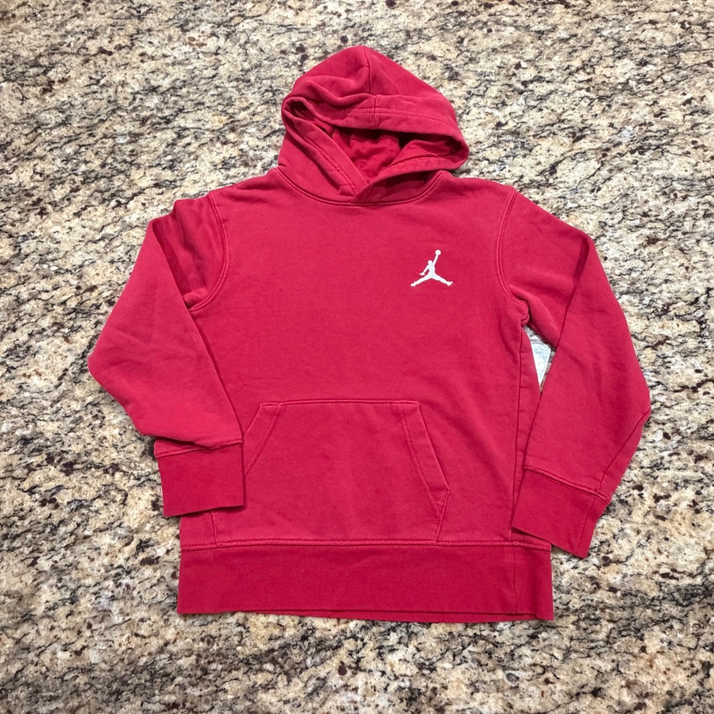 Jordan Boys Jumpman Fleece Hoodie Red Pullover Sweatshirt Size S 8-10 Years‎